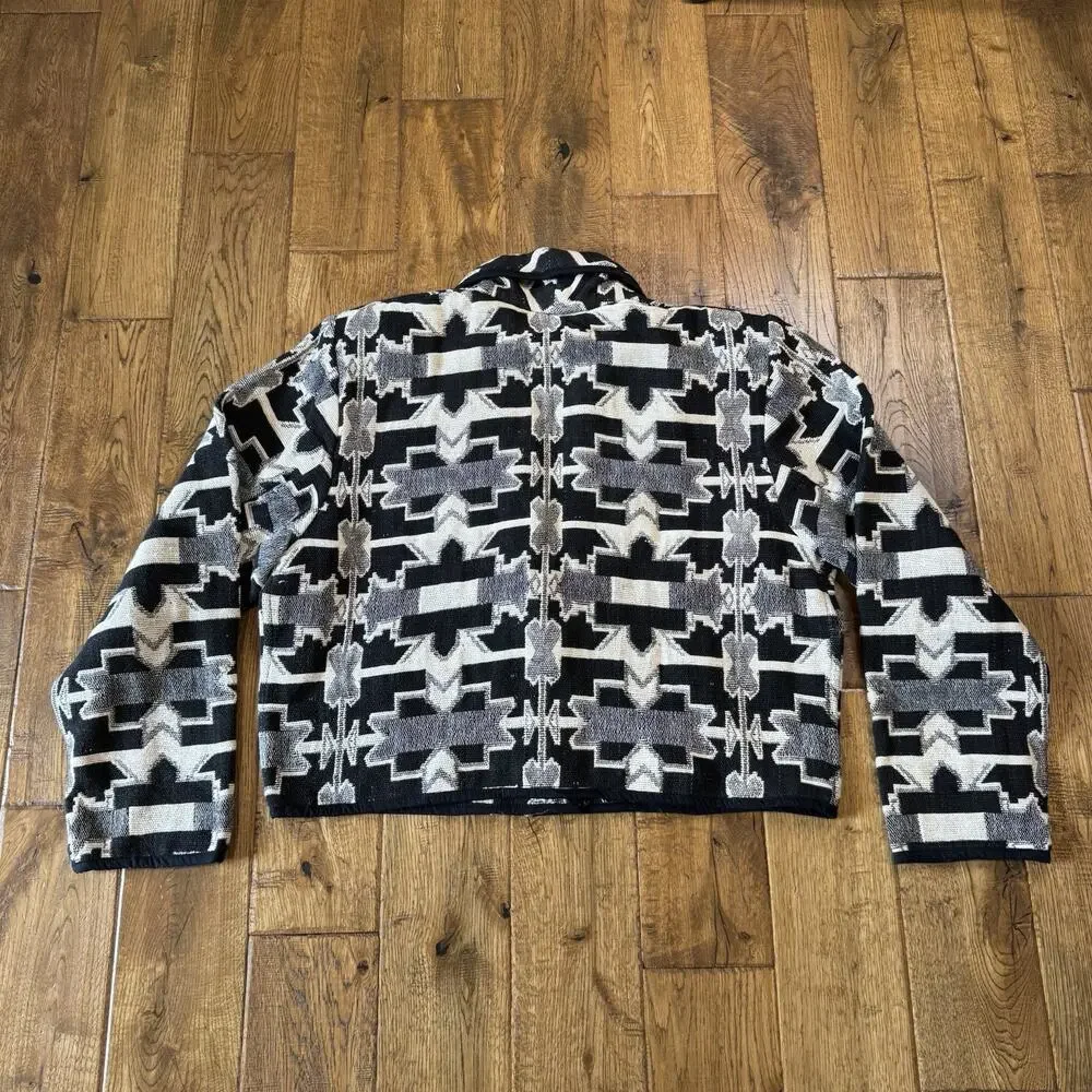 VTG New Identity Tapestry Jacket Womens XL Aztec Southwestern Blazer Black White - Picture 6 of 6